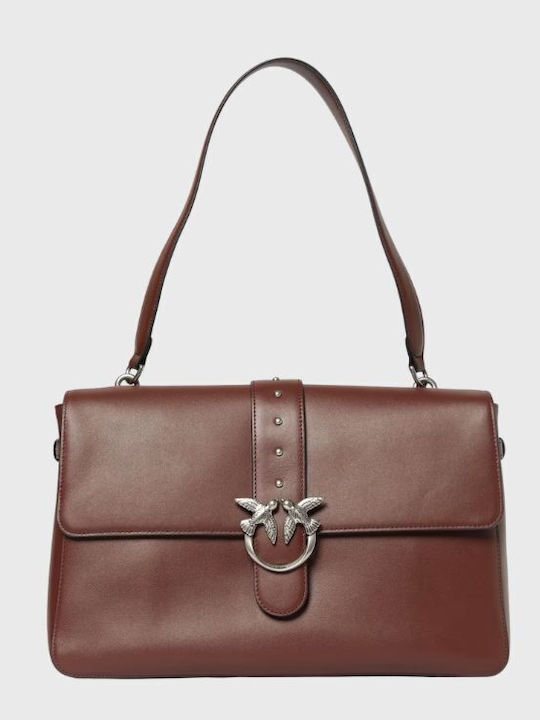Pinko Love One Lederne Damen Schultertasche Braun