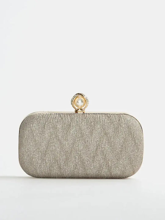 Τσαντάκι Clutch Ανάγλυφο Glitter Χρυσό Μέγεθος One Size Χρυσό