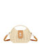 Gallantry Women's Braided Handbag Half-moon Shape Metal Closure Beige