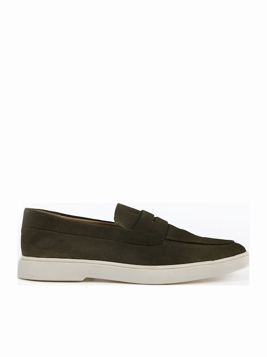 Leather Men's Loafers In Green Colour LL Z-511 Leather