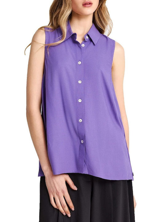Funky Buddha Sleeveless Women's Shirt Purple