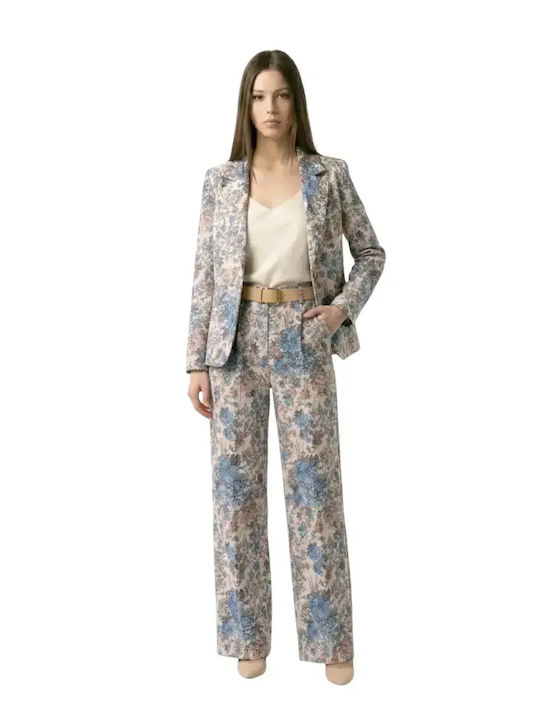 Women's Floral Set with Trousers in Regular Fit Floral