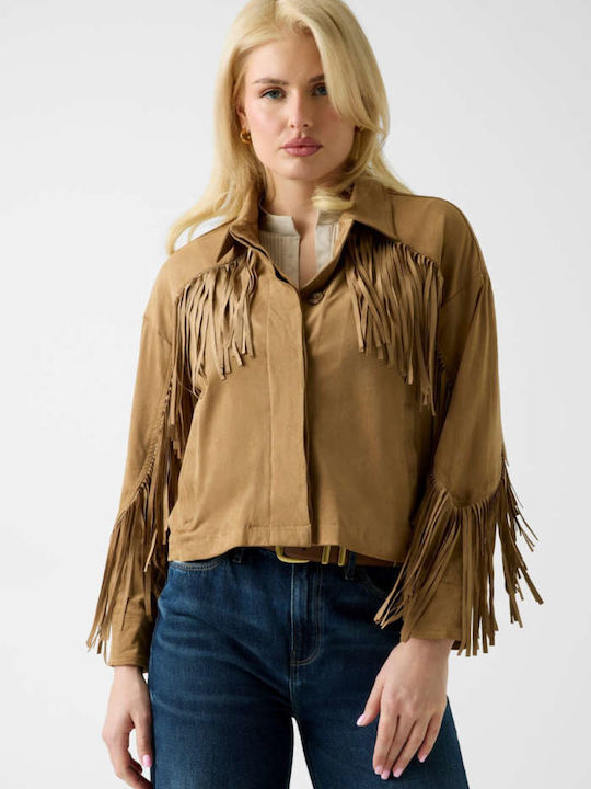 Guess Short Women's Leather Beige Blazer