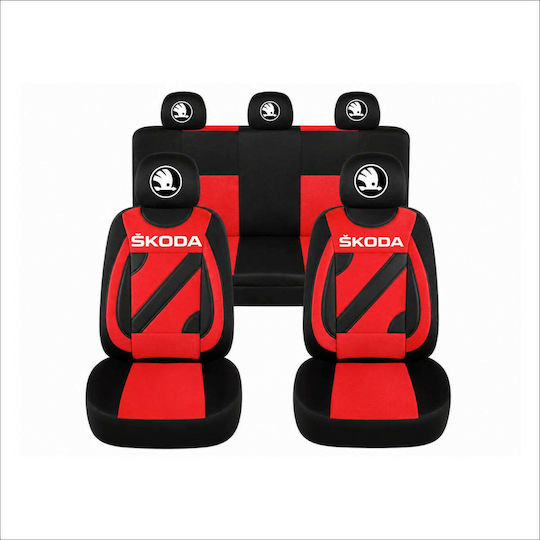 Set Huse Scaune Auto Universale Personalizate Nero Roșii Noi Skoda
