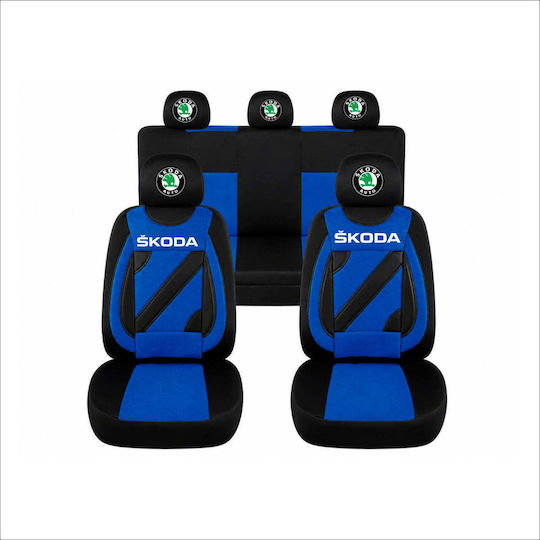 Set Universal Nero Blue Custom Seat Covers Skoda