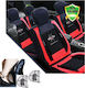 Set 5 Pieces Anatomical Car Seat Covers – Pu Leather Fabric Black Red