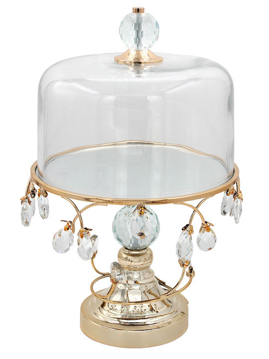 Keskor Metallic Cake Stand with Lid Gold 26x26x42cm