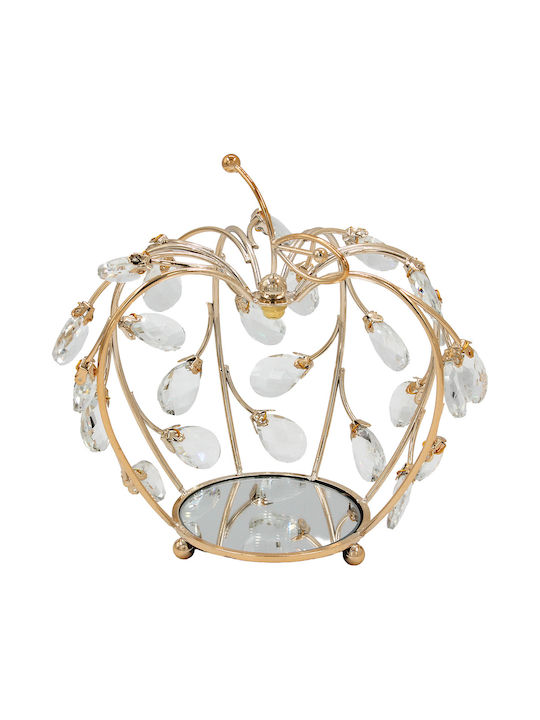 Decorative Metallic Apple 21x16x21 Cm Gold Crystals Mirror Keskor 43317-2