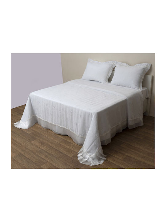 Viopros Σετ Κουβερλί Υπέρδιπλο Microfiber Λευκό 240x250cm 3τμχ