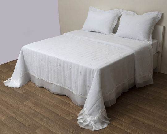 Viopros Viopros Tagesdecken Übergröße Mikrofaser Weiß 240x250cm 3 Stück