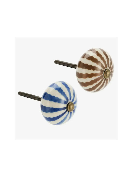 Madam Stoltz Antique Furniture Knob Made of Ceramic & Metallic Off-White Ø40mm TA5129-30 2 Pieces