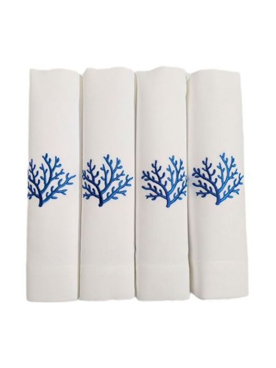 Nakas Concept Dining Napkin Linen Set 4 Pieces Coral 50x50cm