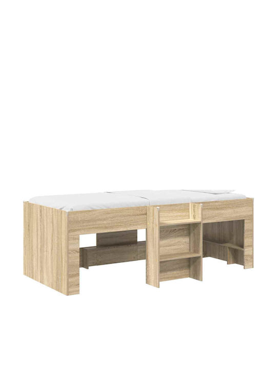 Kinderbett Hochbett Einzeln mit Stauraum Beige ...
