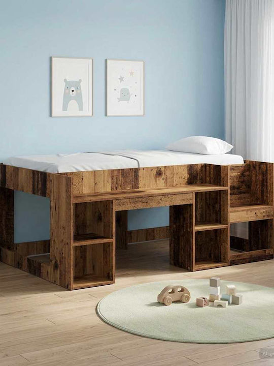 Kids Single Bed with Storage Space Brown
