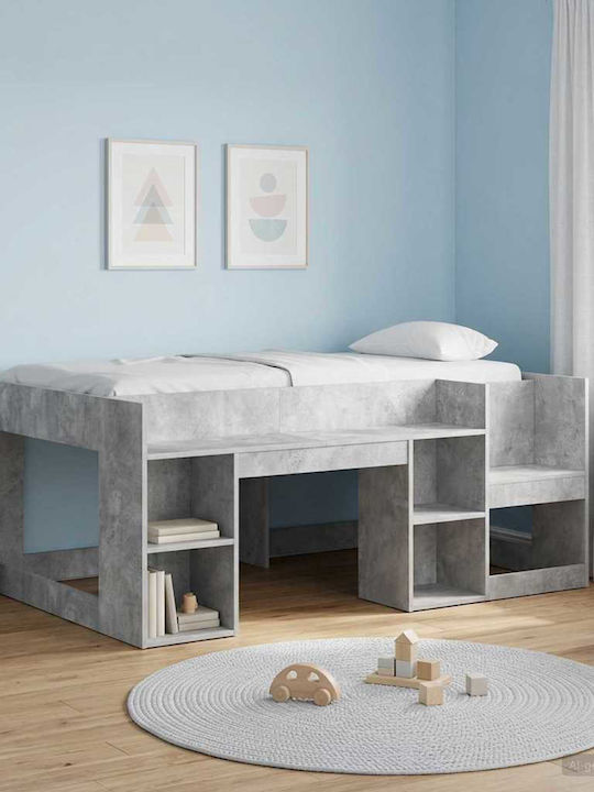 Kids Single Bed with Storage Space Gray