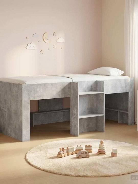 Kinderbett Hochbett Einzeln mit Stauraum Grau