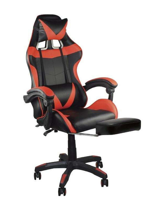 24Mall c532169 Καρέκλα Gaming Δερματίνης με Υποπόδιο Μαύρο Κόκκινο