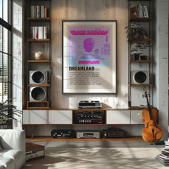 Плакат Музика Dreamland Glass Animals Ms544 40см X 50см Черна Дървена Рамка