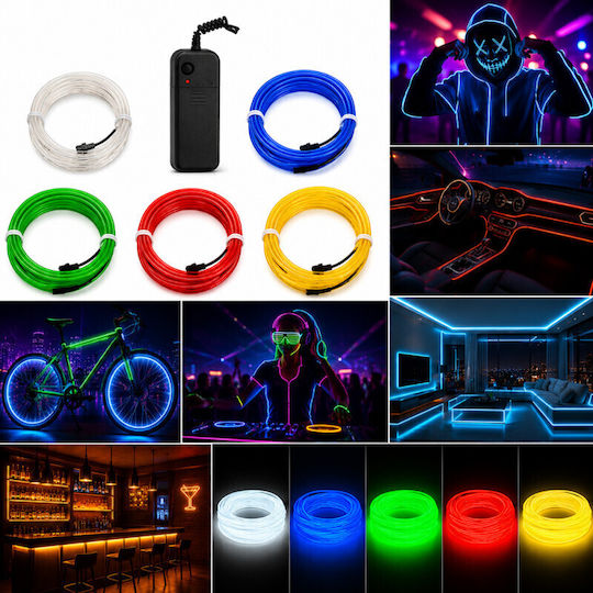 5 Meter El Wire Kit Portable Battery Inverter Party Gaming Car Tuning