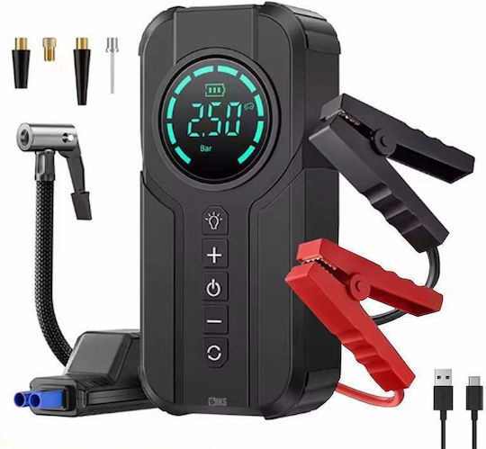 Starter Portabil Baterie Auto și Motocicletă 6000mAh cu Bancă de Alimentare USB Pompă Obiectiv 12V