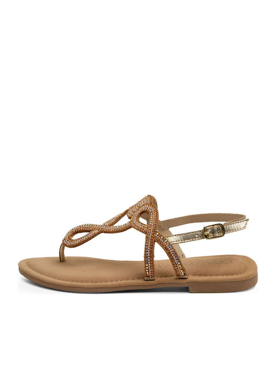 Lazamani Lazamani Damen Flache Leder Sandalen Gold