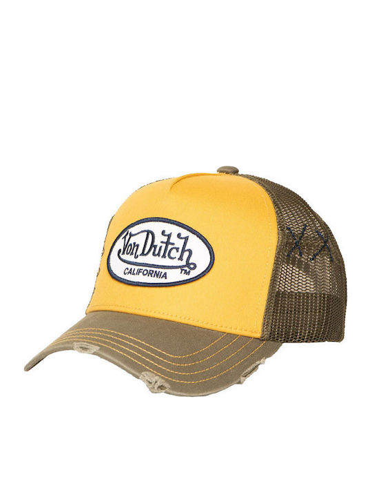 Von Dutch Trucker Mesh Cap Khaki Yellow