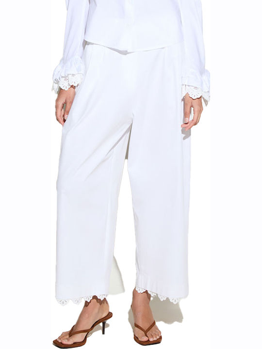 Women's Trouser with Rubber Band White