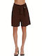 Γυναικεία Βερμούδα Λινή Chocolate Brown