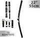 Lamele Ștergătoare Auto 22 Inch 55 Cm Universal 10 Adaptoare Cauciuc Lama Instalare Ușoară