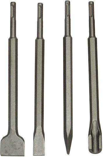 Geko Set Burghie De Daltă Și Lopată Cu Lamă Lată Și Daltă Ascuțită 4 Bucăți Cu Priză SDS Plus 250mm