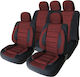 Universal Car Seat Cover Set 11 Pieces Burgundy Black Polyester Quick Installation