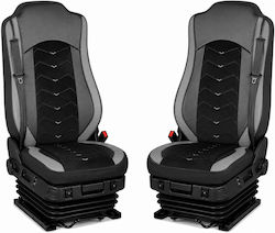 Луксозни Калъфи За Седалки Mercedes Actros Mp4 2015–2021 – Eco Кожа И Alcantara Стил – Черни Сиви