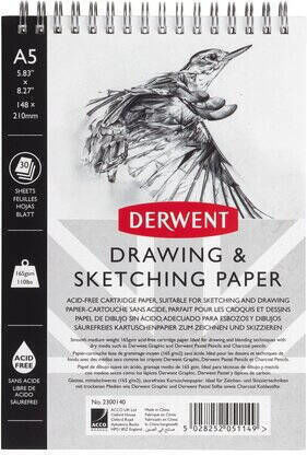 Derwent Sketch Drawing Notebook Derwent Professional A5 Spiral Bound 30 Sheets 165gsm White Paper