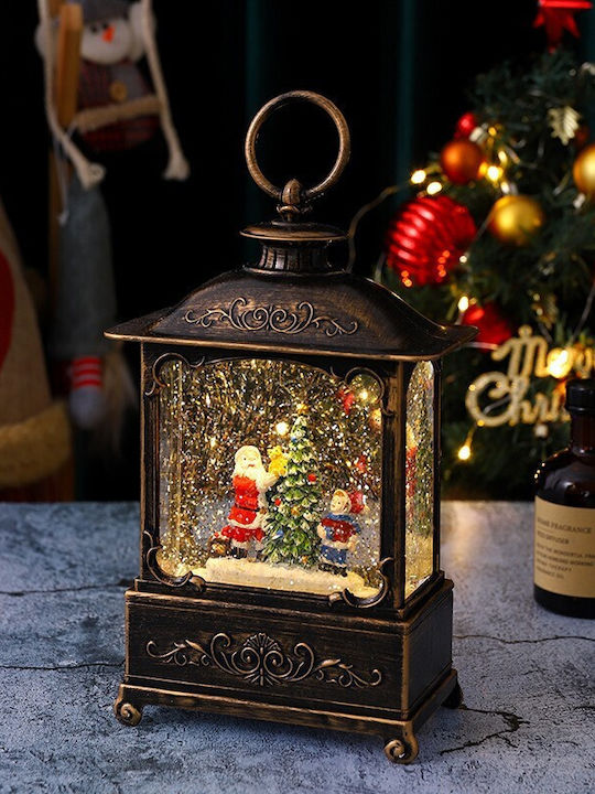 Decoratiune Iluminată Lanternă de Crăciun cu Moș Crăciun pe Baterii 14.5x8x23cm