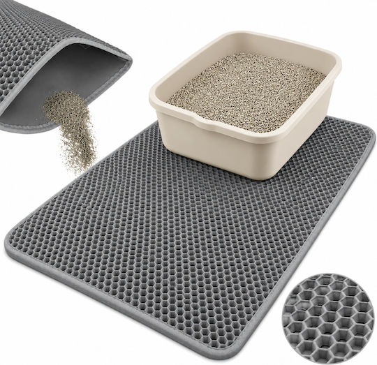 Covoraș De Litter Pentru Pisici Zola XXL Dublu Tip Plasă De Albine Antiderapant Impermeabil 75 X 55 Cm Gri
