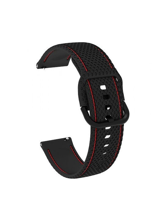 Curea Silicon Cusătură Realme Watch 5 22mm Negru Linie Roșie