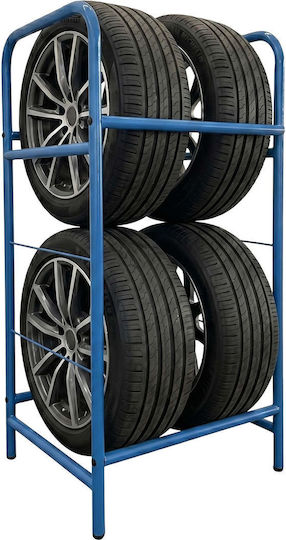 Relaxdays Steel Tire Rack Blue 106x46x53 Cm