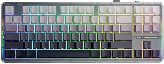 Aula F87 Wireless Gaming Mechanical Keyboard with SpaceCrystal Switches and RGB Lighting English US Gray
