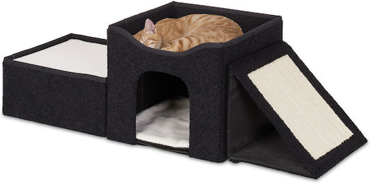 Foldable Cat Bed Relaxdays 3 Resting Spots Black 36.5x112x41 Cm