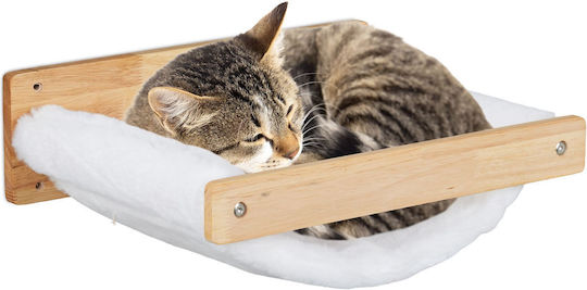 Relaxdays Wall Hammock Cats White Light Brown 17x32.5x39.5 Cm
