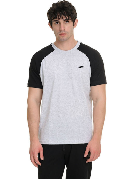 T-shirt White Melange-black