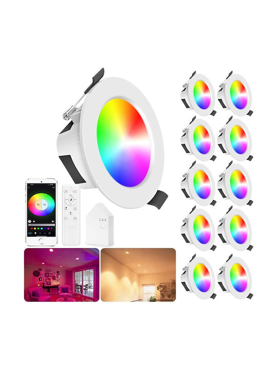 Φωτιστικά Led Οροφής 10 Τεμ Χωνευτά Rgbic Wifi 230v