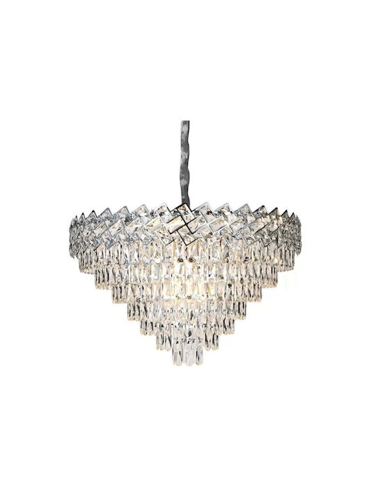 Candelabru Windsor Supremo Cristal 10xe14 Diametru 80cm Crom Lucios Înălțime Reglabilă