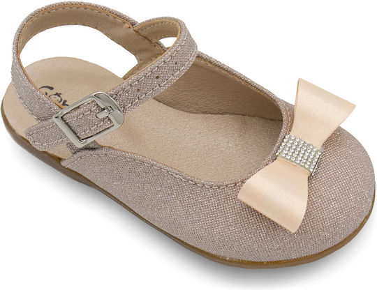 Gorgino Christening Leather Pumps Pink 2382 Nude Glitter