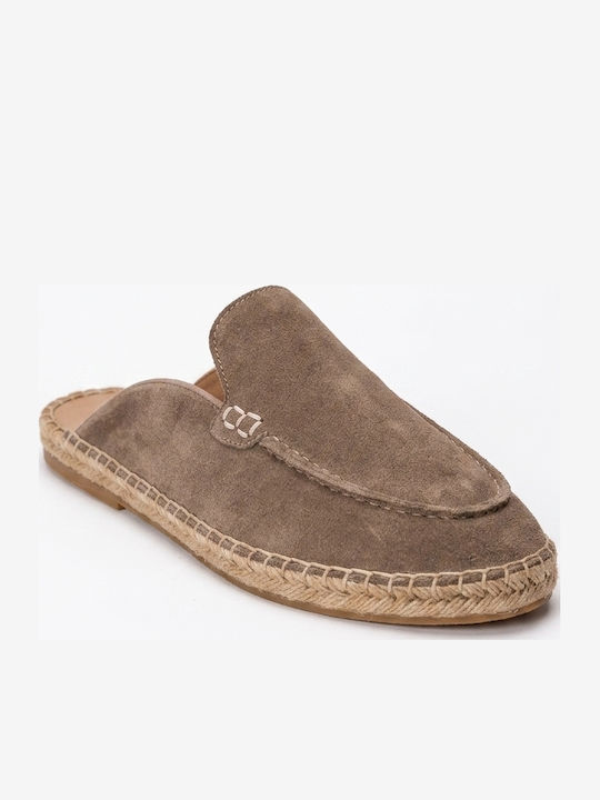 Leather Men's Espadrilles in Brown Colour