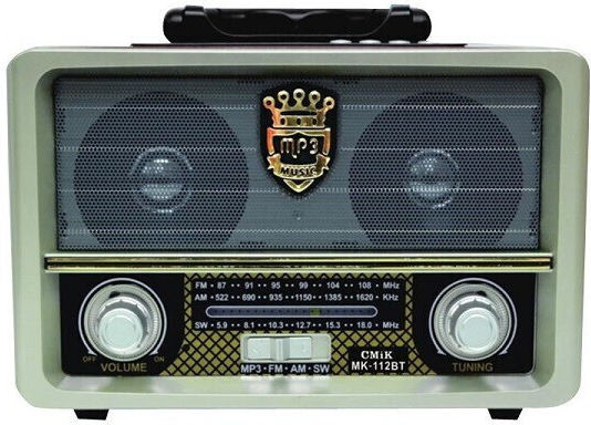 Cmik 22038-510-00-46 Retro Επιτραπέζιο Ραδιόφωνο Επαναφορτιζόμενο με Bluetooth και USB Μπεζ