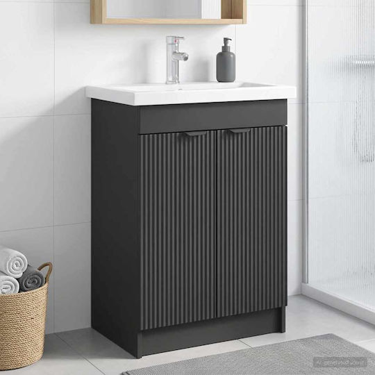 vidaXL Badezimmer Waschtisch-Einheit ohne Waschbecken M78.5xB37.5xH81cm Schwarz
