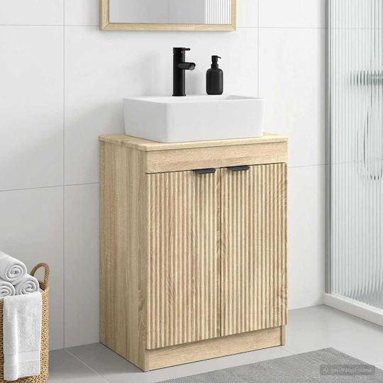 vidaXL Πάγκος με Νιπτήρα & Καθρέπτη Μ54xΒ35xΥ83cm Καφέ