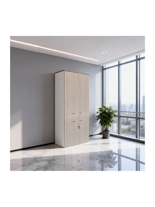 Büroaufbewahrungsschrank Armadi Holzschatten Weiß 80x40x200cm