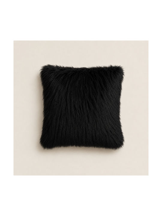 My Home Luxury Decorative Pillow Case From Black Furry 45x45cm